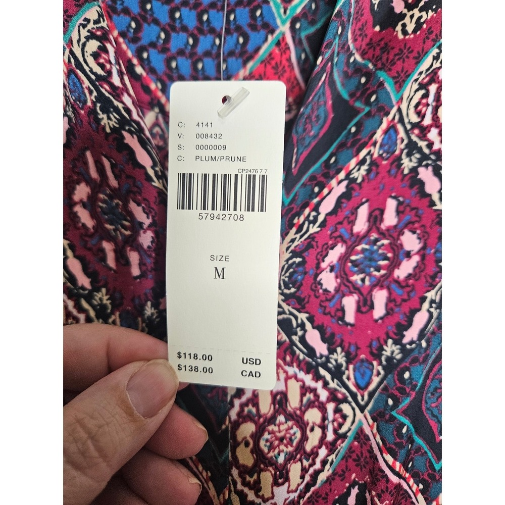 NWT Anthropologie Miska‎ Midi Dress Medium Plum Prune Paisley Print Duster - Picture 4 of 7